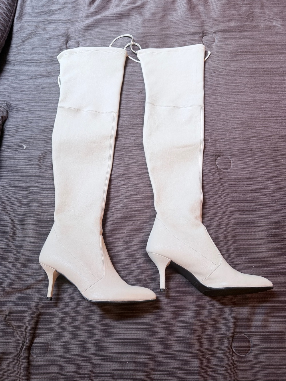 Stuart Weitzman White Over-the-Knee Stiletto Boots